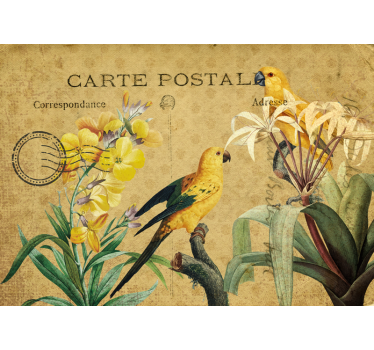 Mural de pared flores papagayos y flora vintage - TenVinilo