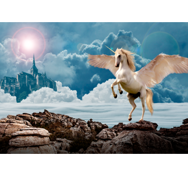 Fotomural fantasía vuelo del unicornio majestuoso - TenVinilo