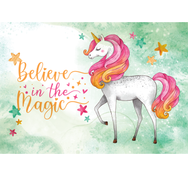 Fotomural fantasía unicornio en encantamiento - TenVinilo