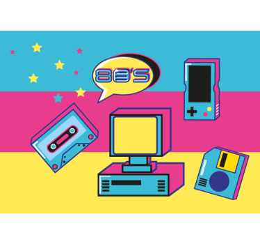 Fotomural arte urbano elementos de retro gaming - TenVinilo
