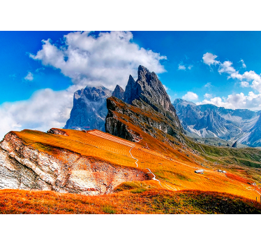 Papel pintado paisaje panorama de picos montañosos - TenVinilo
