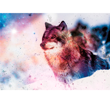Fotomural animales lobo cósmico solitario - TenVinilo
