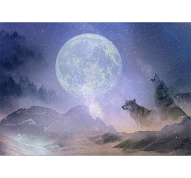 Fotomural selva lobos majestuosos a la luz de la luna - TenVinilo
