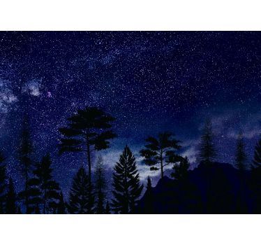 Fotomural cielo siluetas de bosque estrellado - TenVinilo