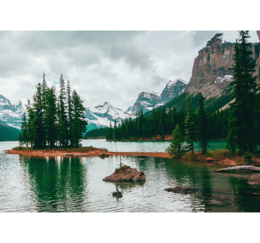 Papel pintado paisaje lago alpino tranquilo - TenVinilo