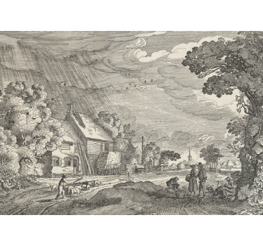 Papel pintado paisaje representación rural - TenVinilo