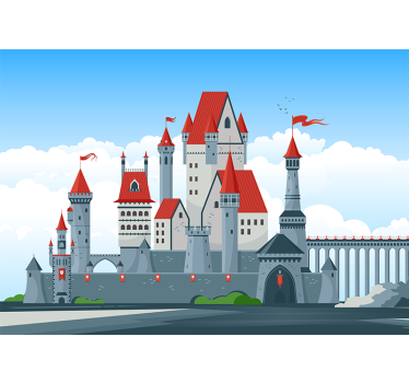 Fotomural fantasía castillo con techos rojos - TenVinilo