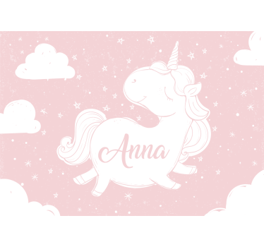Mural de pared infantil diseño de unicornio juguetón - TenVinilo