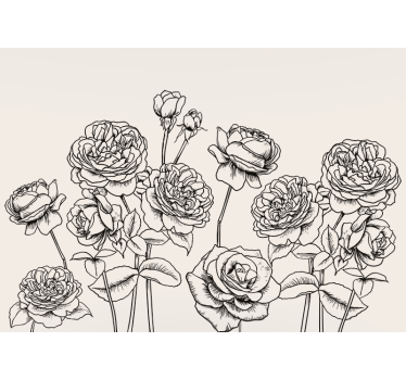 Mural de pared flores diseño de rosa elegante - TenVinilo