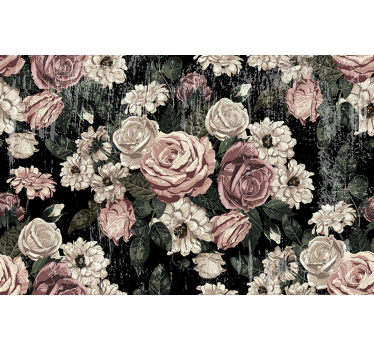 Mural de pared flores estallido floral vintage - TenVinilo