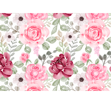 Mural de pared flores patrón floral en flor - TenVinilo