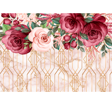Mural de pared flores fusión geométrica rosa - TenVinilo