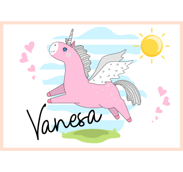 Fotomural de amor aventura del unicornio rosa - TenVinilo