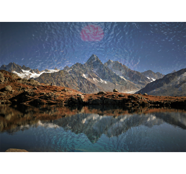 Papel pintado paisaje reflejo de montañas majestuosas - TenVinilo