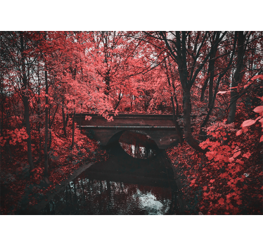 Fotomural naturaleza bosque de hojas rojas - TenVinilo