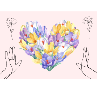 Mural de pared flores ramo en forma de corazón - TenVinilo