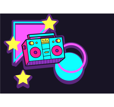 Fotomural de música elementos retro boombox - TenVinilo