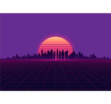 Fotomural ciudad silueta de ciudad al atardecer - TenVinilo