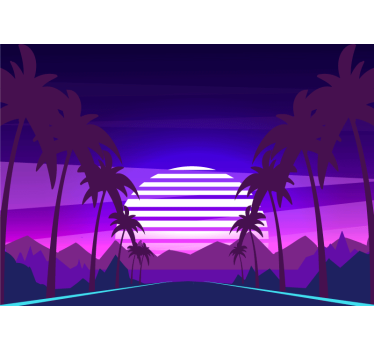 Papel pintado paisaje escape al atardecer tropical - TenVinilo