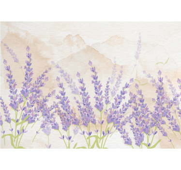 Mural de pared flores escena de campos de lavanda - TenVinilo