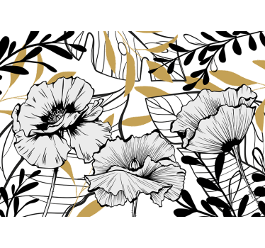 Mural de pared flores patrones de contornos florales - TenVinilo