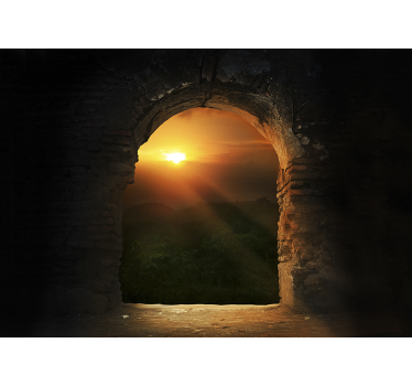 Papel pintado paisaje atardecer a través del arco - TenVinilo