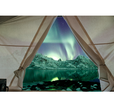 Papel pintado paisaje vista de la aurora boreal - TenVinilo