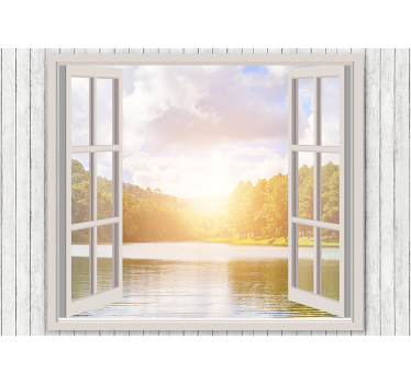 Papel pintado naturaleza amanecer sobre el lago - TenVinilo