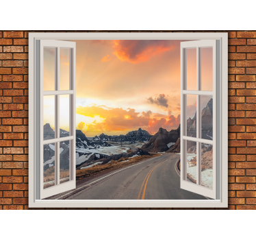 Papel pintado paisaje perspectiva del anochecer en montaña - TenVinilo