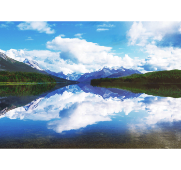 Papel pintado paisaje reflexión tranquila en la montaña - TenVinilo
