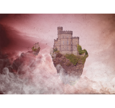 Fotomural fantasía castillo flotante en paisaje - TenVinilo