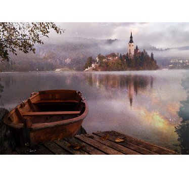Papel pintado paisaje vista de lago tranquilo - TenVinilo