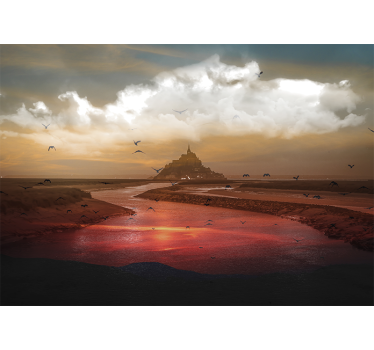 Papel pintado paisaje inspirado en mont saint michel - TenVinilo