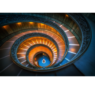 Papel pintado paisaje iluminación de escalera espiral - TenVinilo