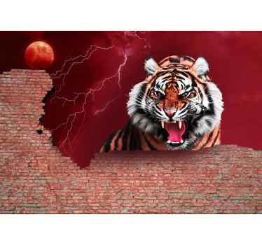 Fotomural animales rugido de tigre feroz - TenVinilo