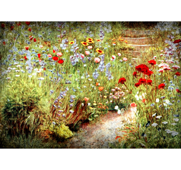 Mural de pared flores escena de sendero floral - TenVinilo