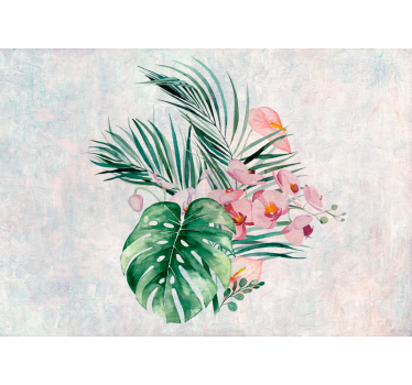 Mural de pared flores arreglo floral tropical - TenVinilo
