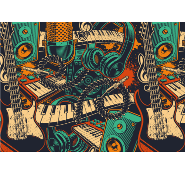 Fotomural de música guitarra y auriculares - TenVinilo