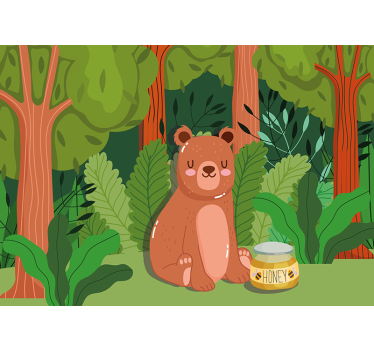 Mural de pared infantil arte de oso adorable - TenVinilo