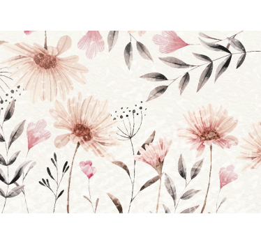Mural de pared flores diseño rosa floral - TenVinilo