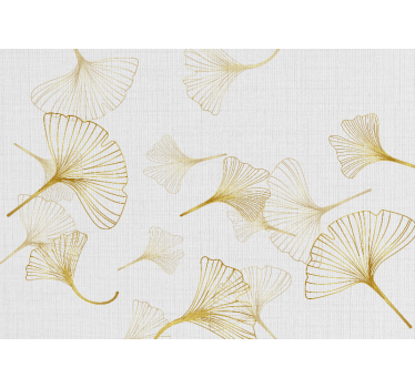 Mural de pared flores patrones de hojas de ginkgo - TenVinilo