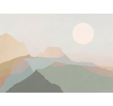 Papel pintado paisaje vista de montaña al anochecer - TenVinilo