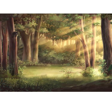 Papel pintado naturaleza paisaje del bosque soleado - TenVinilo