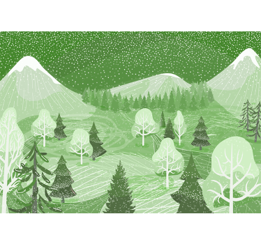 Papel pintado naturaleza vista del bosque de montaña - TenVinilo