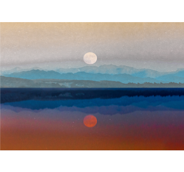 Papel pintado paisaje reflejo de atardecer en montaña - TenVinilo
