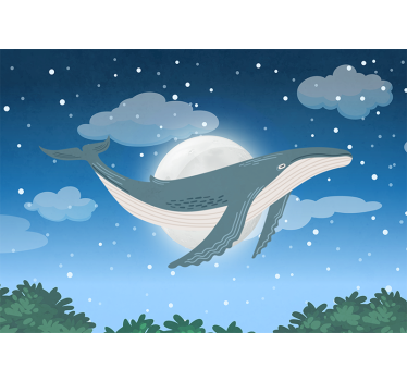 Fotomural animales ballena bajo la luz de la luna - TenVinilo