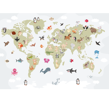 Fotomural animales mapa global de criaturas - TenVinilo