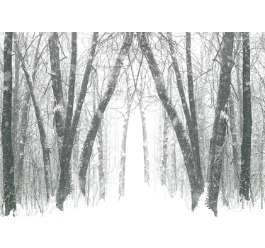 Fotomural bosque camino forestal nevado - TenVinilo