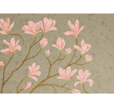 Mural de pared flores magnolias rosadas - TenVinilo