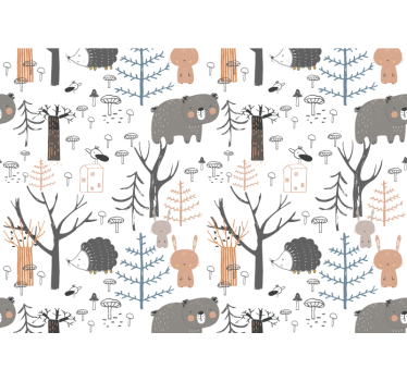 Fotomural bebé tema de animales del bosque - TenVinilo